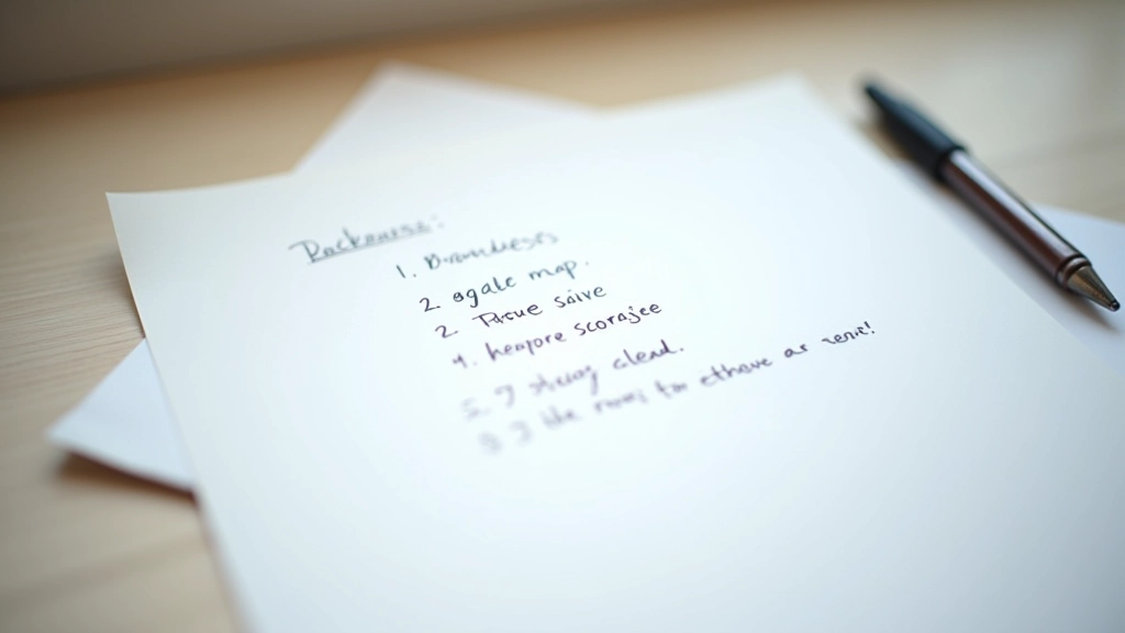 Closeup of handwritten notes showing organized bullet points and main ideas with clear numbering system